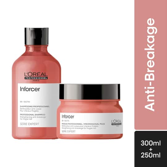L'OREAL PROFESSIONNEL Inforcer Strengthening Shampoo(300 ml) & Hair Mask (250 g) Combo