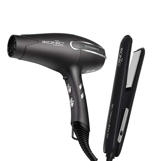 Ikonic Professional Slim Titanium Shine Hair Straightener and Dynamic Hair Dryer Combo