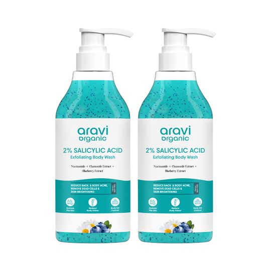 Aravi Organic 2% Salicylic Acid Exfoliating Body Wash With Niacinamide Pack of 2 Combo