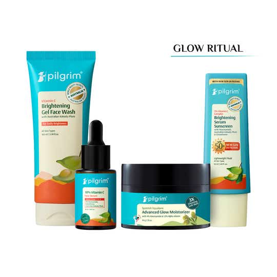 Pilgrim Vitamin C Brightening Ritual Facewash, Serum, Moisturizer & Sunscreen Combo
