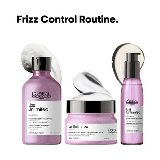 L'OREAL PROFESSIONNEL Liss Unlimited Shampoo (300ml), Hair Mask (250g) & Hair Serum (125ml) Combo