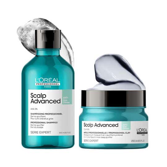 L'OREAL PROFESSIONNEL Scalp Anti-Oiliness Shampoo (300 ml), 2-In-1 Deep Purifier Clay (250 g) Combo