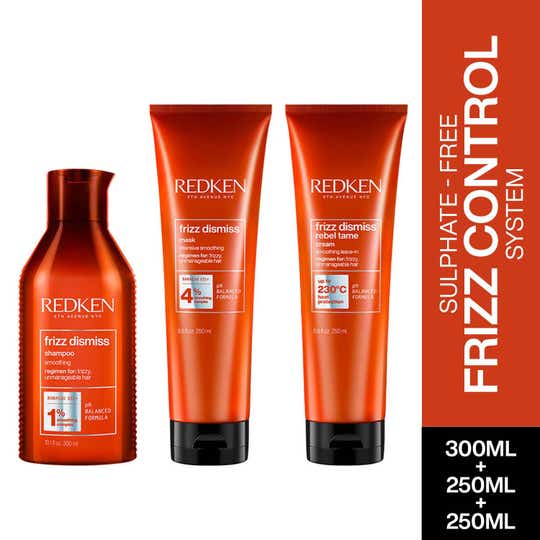 Redken's Anti-Frizz Combo - Frizz Dismiss Shampoo, Mask & Rebel Tame Cream