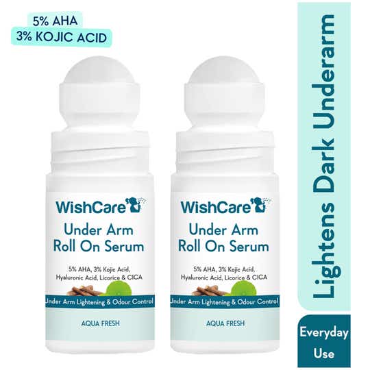 WishCare Under Arm Roll On Serum 5% AHA + 3% Kojic Acid Pack of 2 Combo