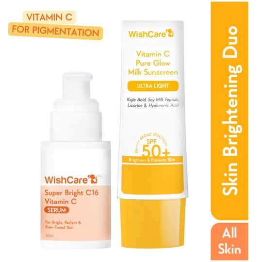 WishCare Brightening Vitamin C Pure Glow Face Sunscreen & Super Bright C16 Face Serum Combo