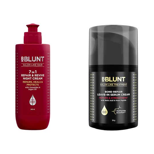 BBlunt 7 in 1 Repair & Revive Night Cream with Bond Repair Leave in Serum Combo