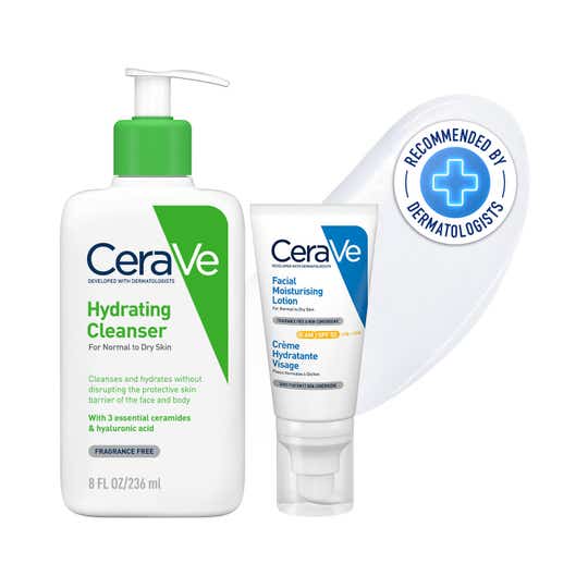 CeraVe Hydrating Facewash & AM Moisturizing Lotion with SPF 30 - Morning Regime Combo