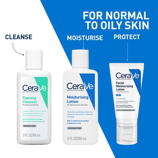 CeraVe Facewash & Moisturizing Lotion with Ceramides- Skincare Routine for Normal to Oily Skin Combo