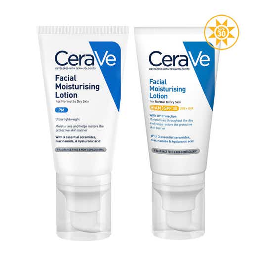 Cerave AM Moisturizing Lotion with SPF 30 & Night Cream - Day & Night Moisturizer Combo