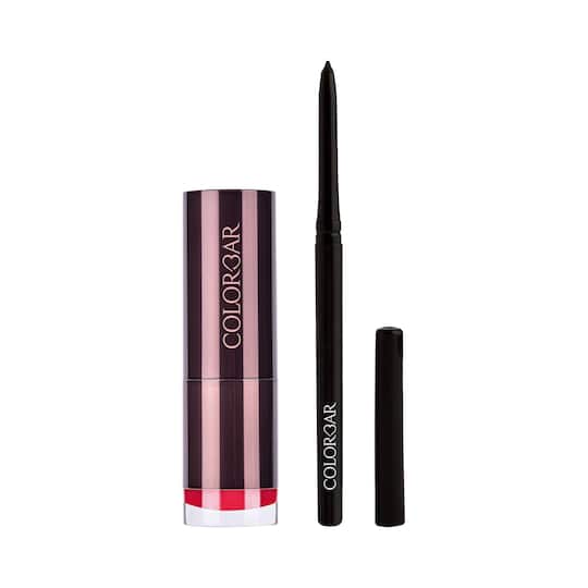 Colorbar Velvet Matte Lipstick - 01 Hot Hot Hot + MesmerEyes Kajal Combo