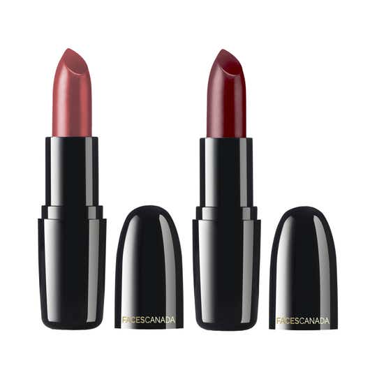 Faces Canada Weightless Creme Finish Lipstick - Love Nude and Burgundy (4g x 2) Combo