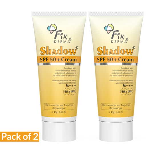 Fixderma Shadow Sunscreen SPF 50+ Cream For Dry Skin Sun Protection& Water Resistant 40g (Pack of 2)