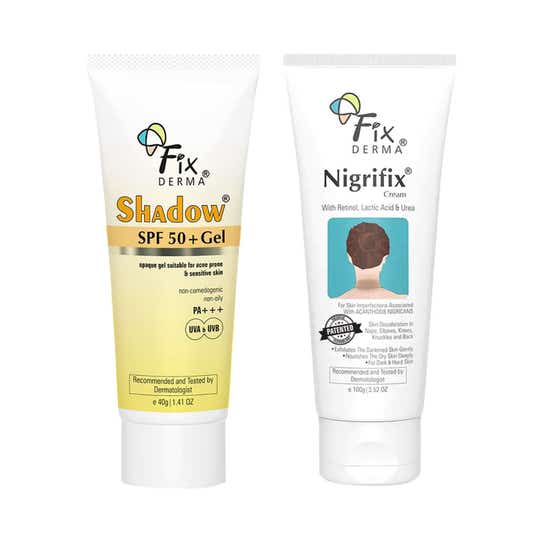 Fixderma Shadow Sunscreen SPF 50 Gel with Nigrifix Cream for Dark Underarm- 140 ml Combo