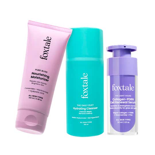 Foxtale Hydrate & Repair Kit Hydrating Face Wash Collagen-PDRN Serum & Moisturizer Combo