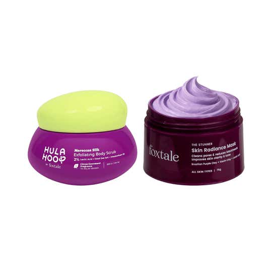 Foxtale Skin Radiance Mask + Hula Hoop Exfoliating Body Scrub, For Smooth & Glowing Skin Combo
