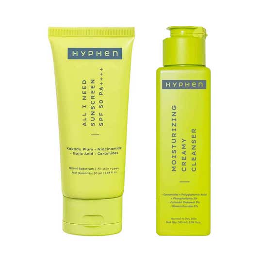 Hyphen All I Need Sunscreen SPF 50 PA ++++ & Moisturizing Creamy Cleanser Combo