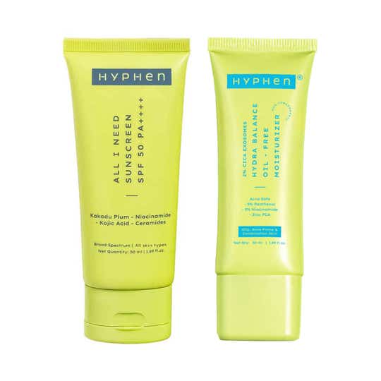 Hyphen All I Need Sunscreen SPF 50 PA ++++ & 2% Cica Exosomes Hydra Balance Moisturizer Combo