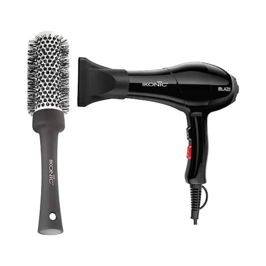 Ikonic Professional Blaze Black Hair Dryer and BDB 43 Blow Dry Brush Combo