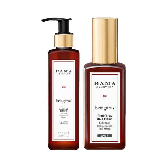 Kama Ayurveda Balance and Smoothen Hair - Bringaras Shampoo and Serum Combo