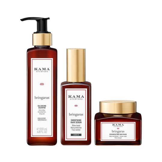 Kama Ayurveda Balance, Regenerate and Smoothen Hair - Bringaras Shampoo, Mask and Serum Combo