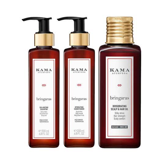 Kama Ayurveda Stimulate Growth, Balance and Nourish - Bringaras Oil, Shampoo and Conditioner Combo