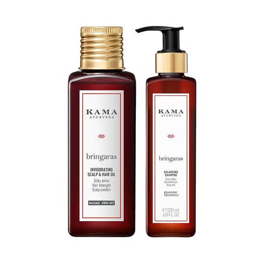Kama Ayurveda Stimulate Growth and Balance Hair - Bringaras Oil & Shampoo Combo