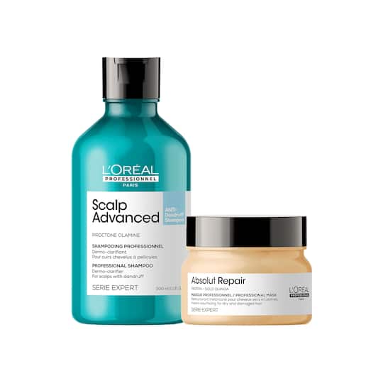 L'OREAL PROFESSIONNEL Scalp Advanced Anti-Dandruff Shampoo(300 ml)& Absolut Repair Hair Mask(250 ml)