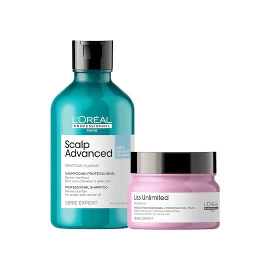 L'OREAL PROFESSIONNEL Scalp Advanced Anti-Dandruff Shampoo(300 ml)& Liss Unlimited Hair Mask(250 ml)