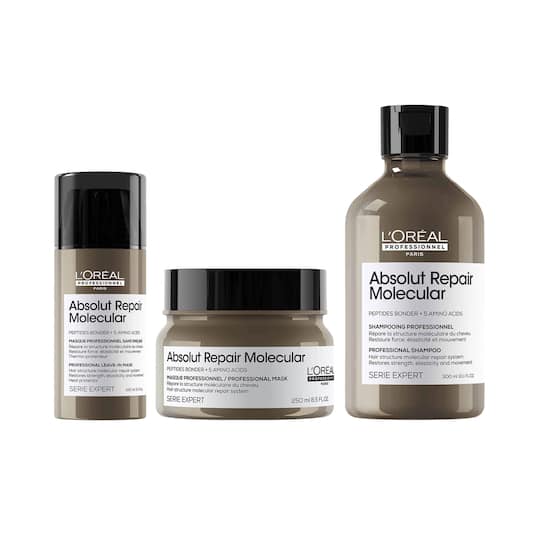 L'OREAL PROFESSIONNEL Absolut Repair Molecular Sulfate-Free Shampoo, Mask & Leave-In Cream (650 ml)