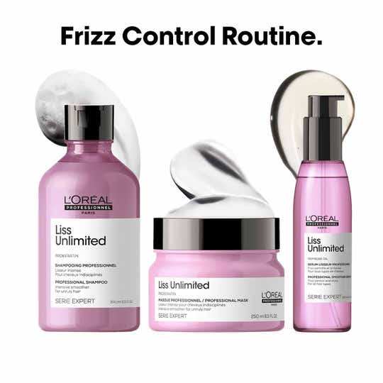 L'OREAL PROFESSIONNEL Liss Unlimited Shampoo (300ml), Hair Mask (250g) & Hair Serum (125ml) Combo