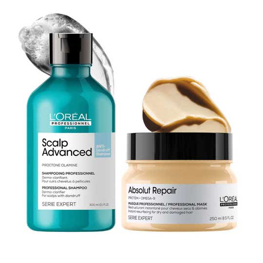 L'OREAL PROFESSIONNEL Scalp Advanced Anti-Dandruff Shampoo(300 ml)& Absolut Repair Hair Mask(250 ml)