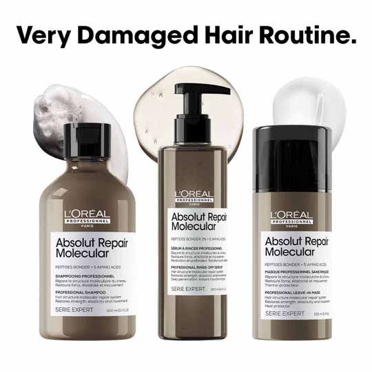 L'OREAL PROFESSIONNEL Absolut Repair Molecular Shampoo, Serum & Mask Combo (300 ml+250 ml+100 ml)