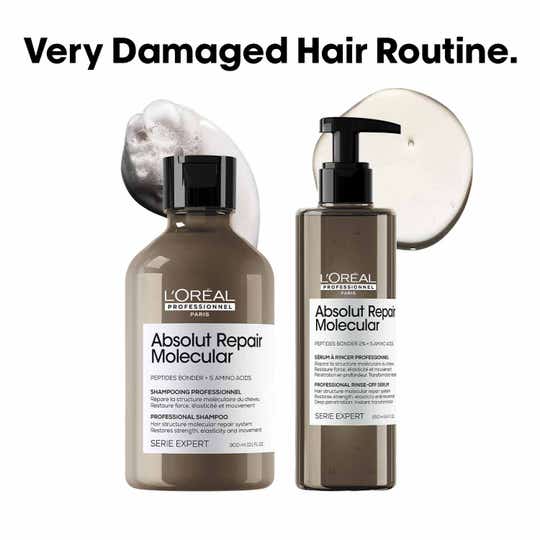 L'OREAL PROFESSIONNEL Absolut Repair Molecular Shampoo & Serum Combo For Damaged Hair(300 ml+250 ml)