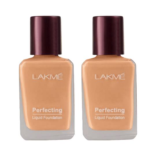 Lakme Perfecting Liquid Foundation Natural Shell (27 ml) - (Pack of 2)
