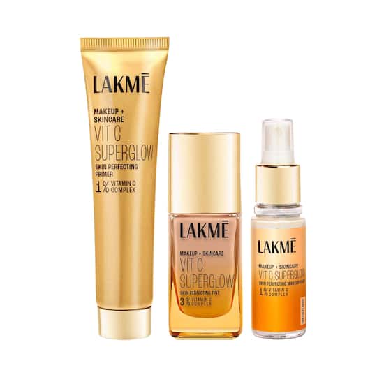 Lakme Vitamin C Combo - Neutral Nude Skin Tint (25 ml) + Primer (30 ml) + Setting Spray (60 ml)
