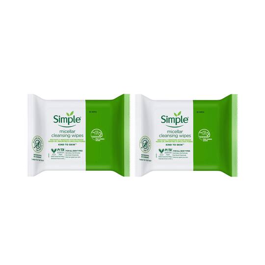 Simple Kind To Skin Micellar Cleansing Wipes (Pack Of 2 ) Combo