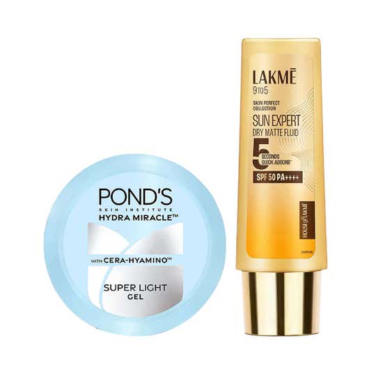 Pond’s Super Light Gel Moisturizer 100ml + Lakme Sun Expert Dry Matte Fluid SPF50 50ml