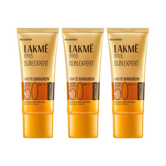 Lakme Matte Sunscreen SPF 50 Pa++++, Niacinamide, UVA-B Protection 100ml Combo Of 3