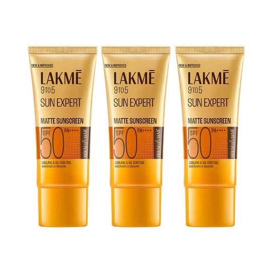 Lakme Matte Sunscreen SPF 50 Pa+++, Niacinamide, UVA-B Protection 50ml Combo Of 3