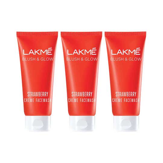 Lakme Strawberry Creme Face Wash-For Dry Skin 100 g Combo Of 3