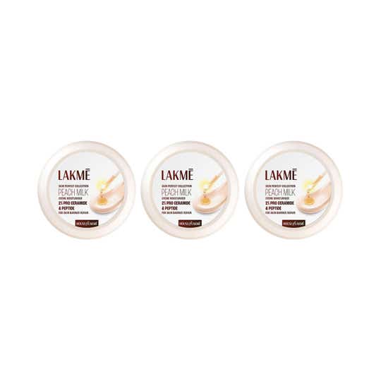 Lakme Peach Creme Moisturiser, Ceramide & Peptide 200 g Combo Of 3