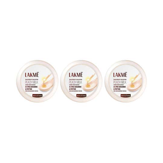 Lakme Peach Creme Moisturiser, Ceramide & Peptide 100 g Combo Of 3