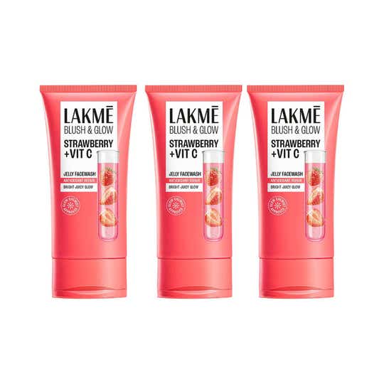 Lakme Blush And Glow Strawberry Freshness Gel Face Wash 150 g Combo Of 3