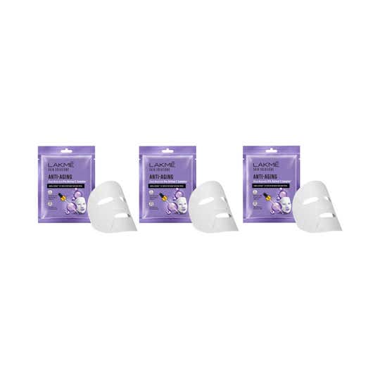 Lakme Solutions Sheet Mask Anti-Aging with Pro Retinol C Complex 25 ml Combo Of 3