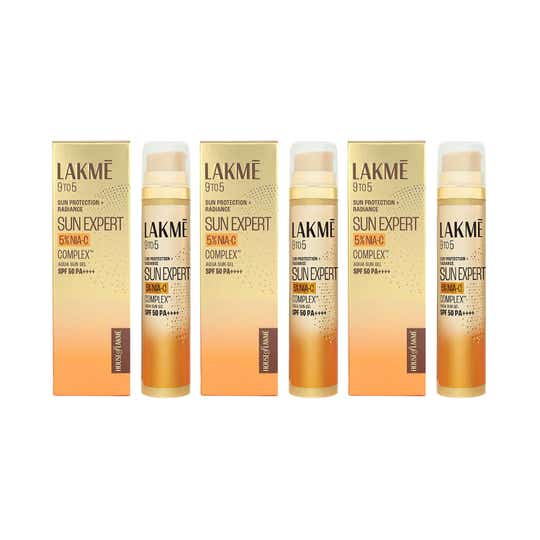 Lakme 5% Niacinamide + Vit C Water-Light Sunscreen Gel SPF50 Pa++++ For Oily Skin 56 g Combo Of 3