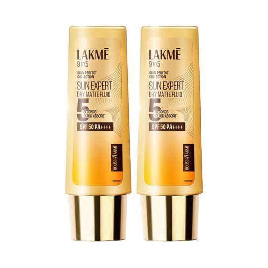 Lakme Sun Expert Dry Matte Fluid SPF 50++++ Sunscreen with 1% Niac & Ceramide 50 ml Combo Of 2