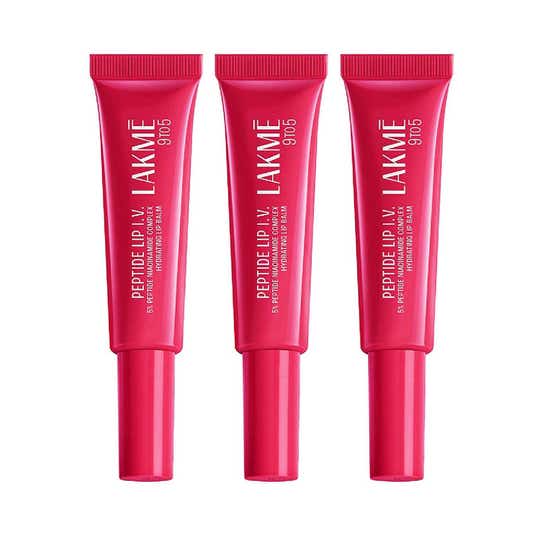 Lakme Peptide Lip Iv, Hydrating Lip Balm, Peptalk Pink 10 g Combo Of 3