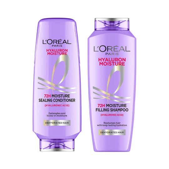 L'Oreal Paris Hyaluron Moisture Combo for 72HR Hydrated Hair Shampoo + Conditioner Combo