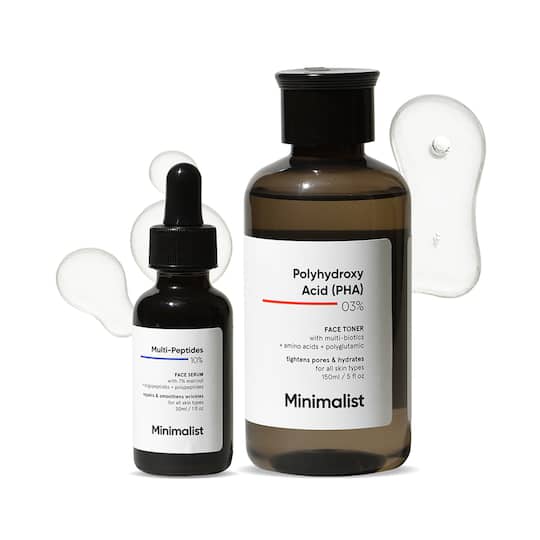 Minimalist Hydration Duo Multi Peptide Night Serum + Pha 03% Face Toner With Multi Biotics Combo