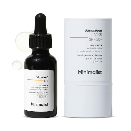 Minimalist Radiance and Defense Face Serum 30 ml + SPF 50 Sunscreen Stick with Broad Spectrum Combo